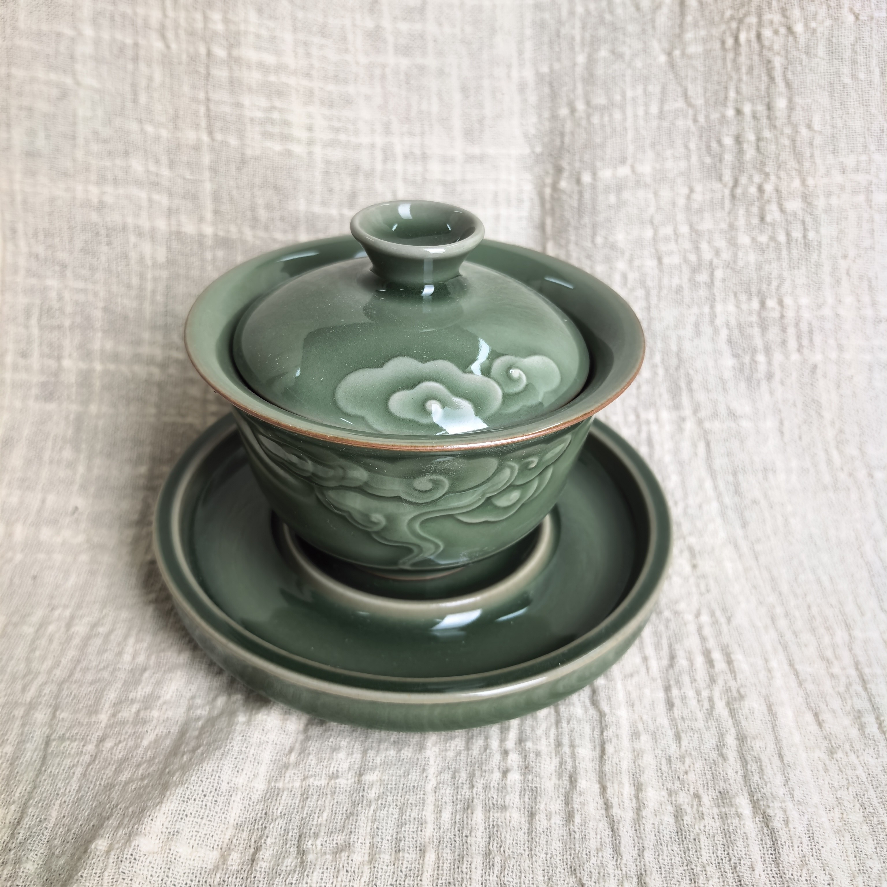 家用功夫泡茶茶具祥云三才盖碗