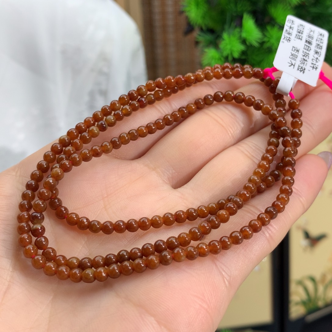 翡翠手链未镶嵌冰润红翡项链卡3.5m m