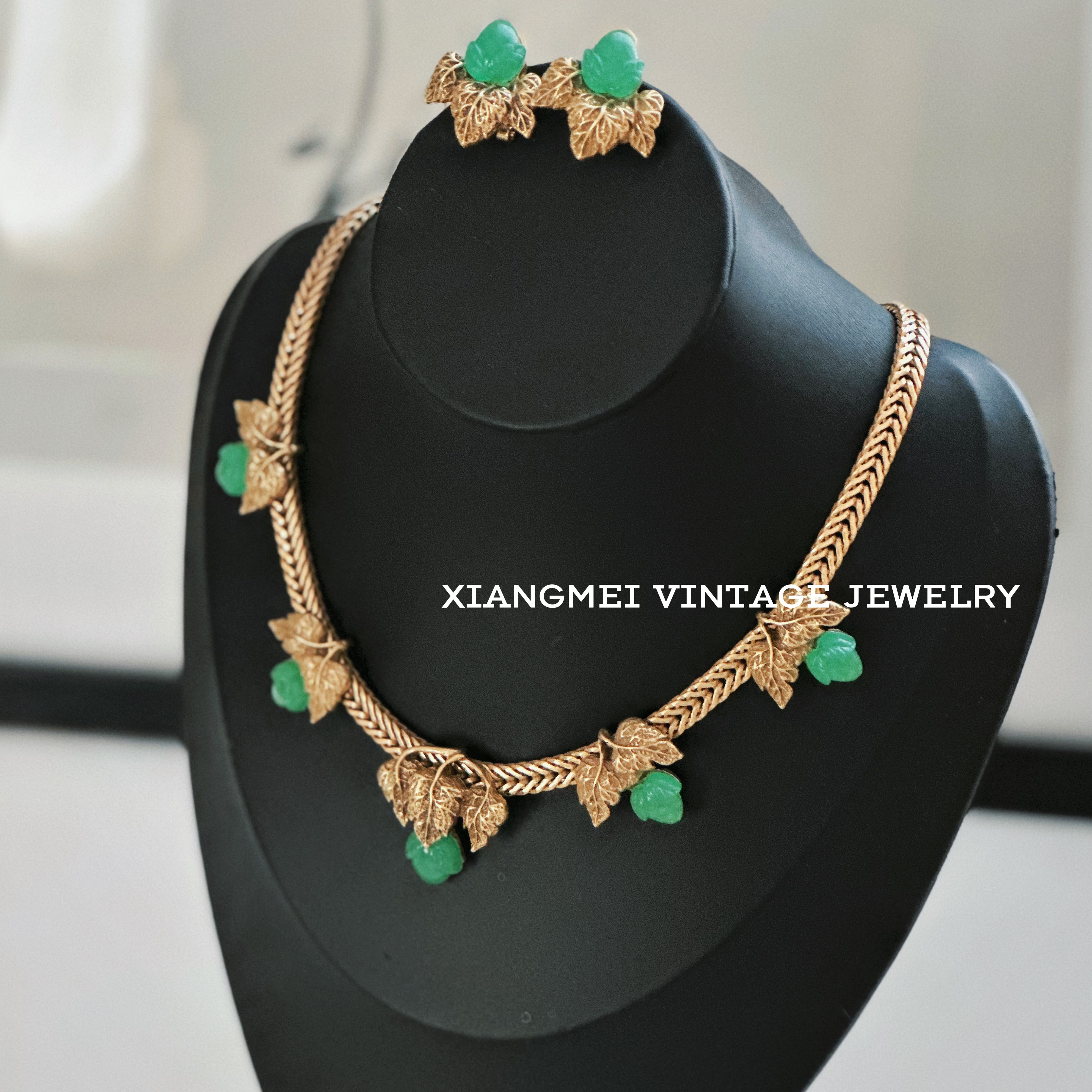 铜合金耳饰 5181716【复古绿】中古风百搭做旧款素金耳针套装