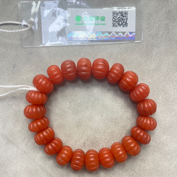  南红保山南瓜珠 满色满肉  手串 YZ0537 [燕赵造物司］