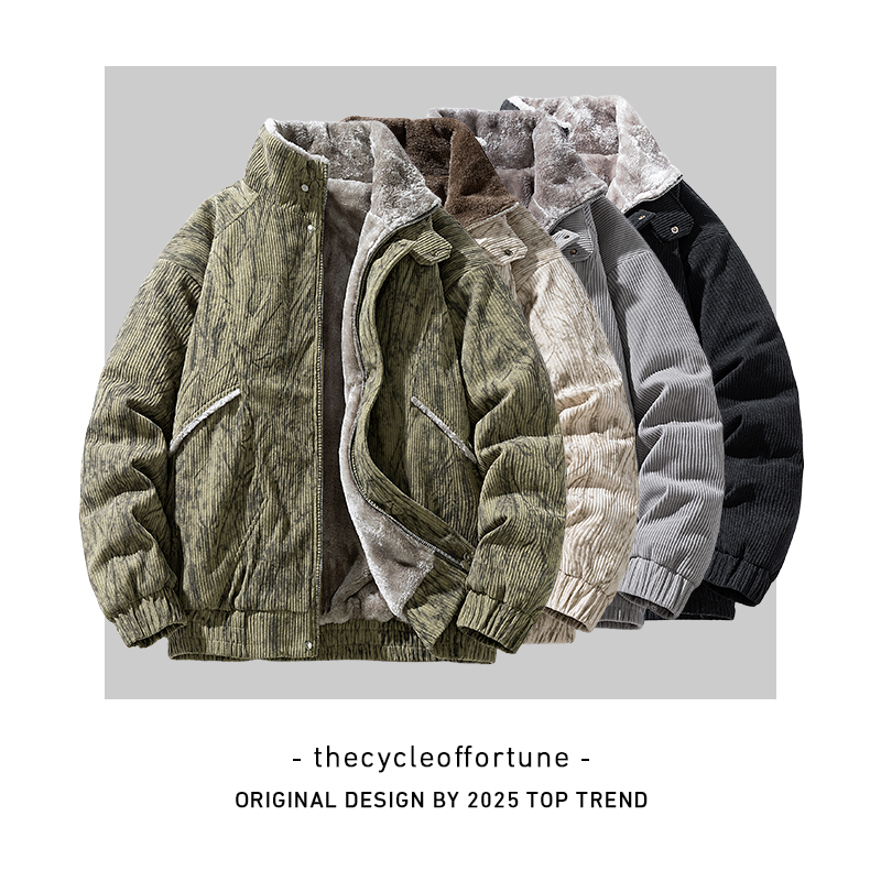 大码男立领棉衣秋冬男士覆古水洗棉服百搭宽松复古加绒2269