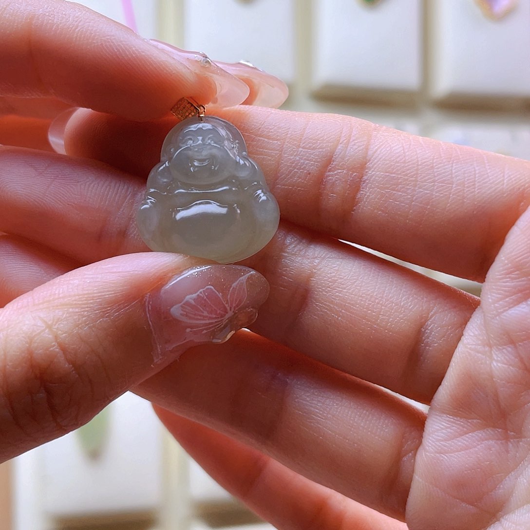 和田玉18K金镶嵌吊坠(赠链)碳**?