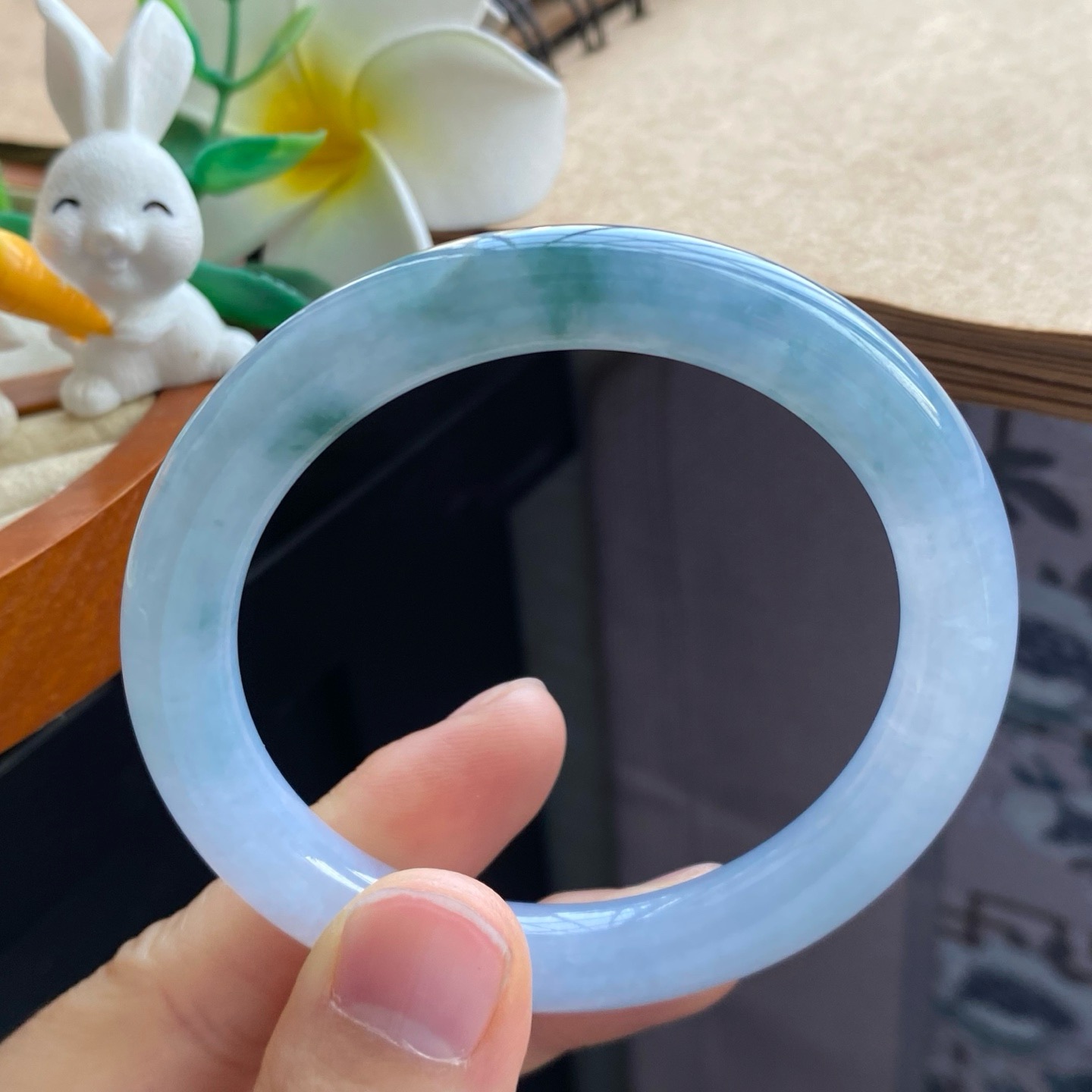 03.03批1381号53.6-8.8！圆条！江南意境飘花镯！天然翡翠