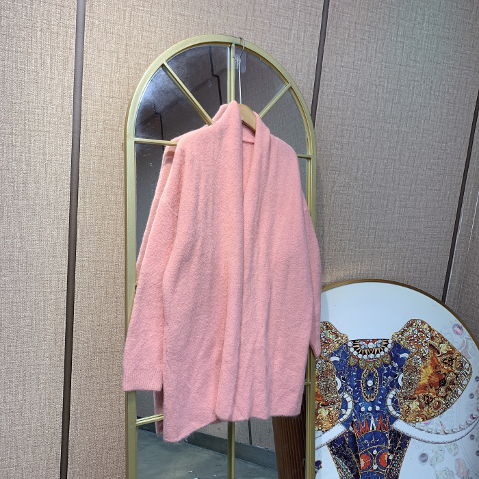 BT398孕妇粉色毛衣开衫90-150微瑕