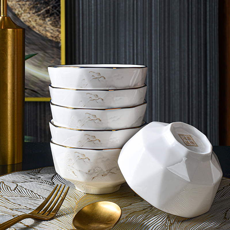 【电光金山水】5英寸饭碗面碗2025新骨瓷餐具金边高档饭碗釉下彩