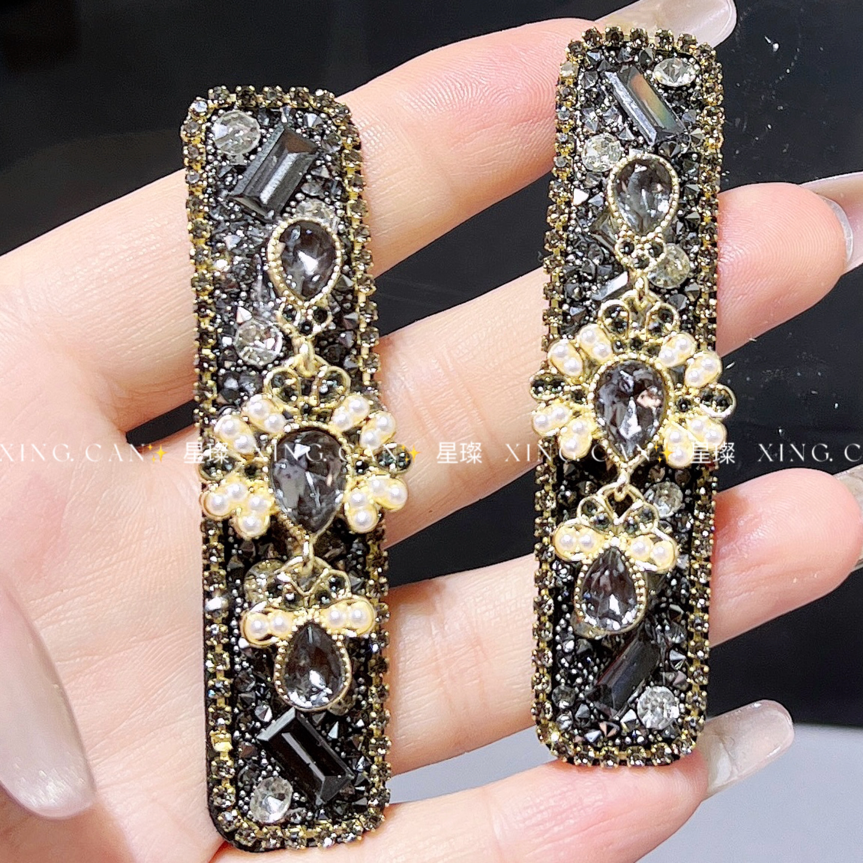 横夹定制水晶夹子发饰满钻时尚网红头饰侧边夹