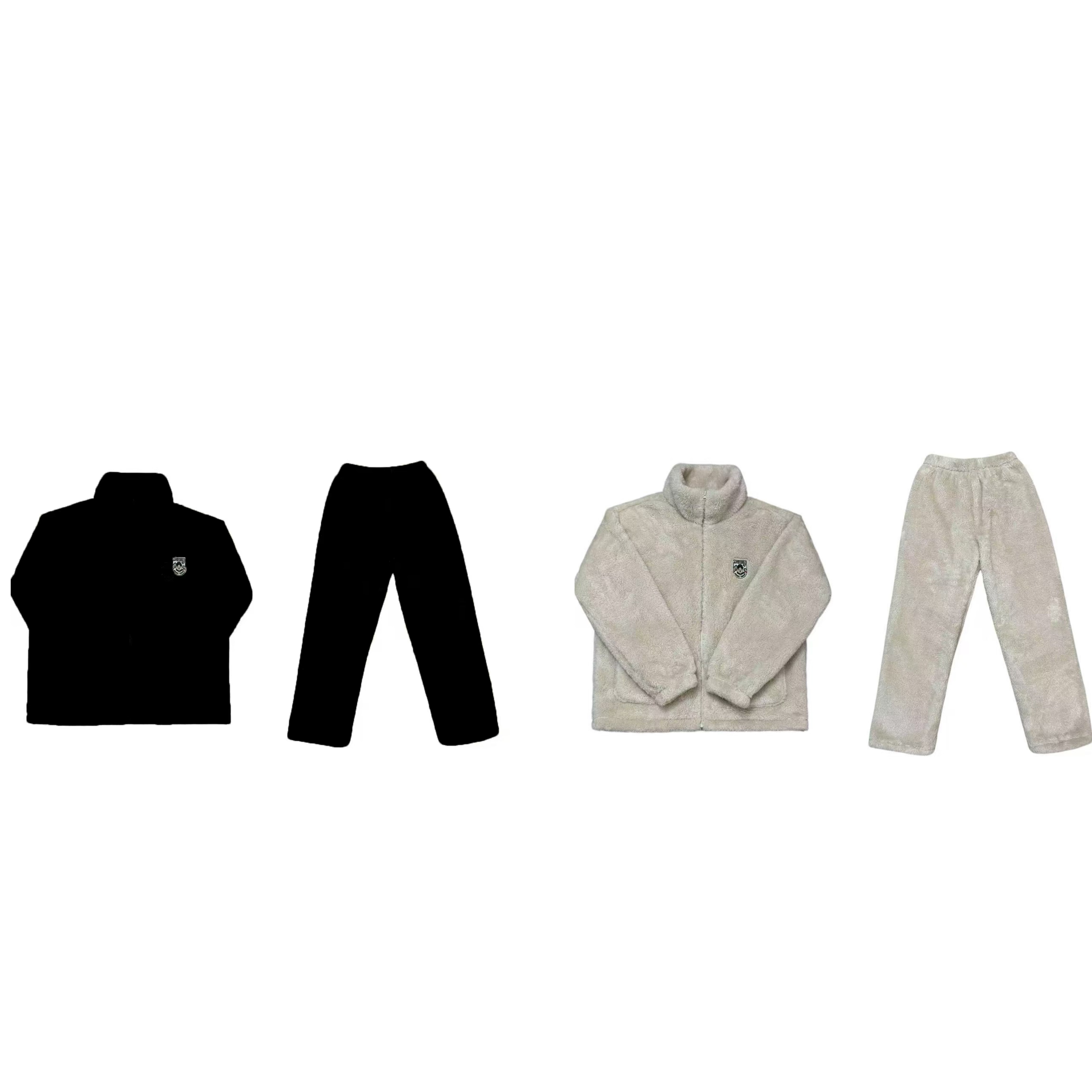 [X]奶杏色拉链立领小熊刺绣保暖潮流毛毛儿童睡衣套装（暖暖冬日）