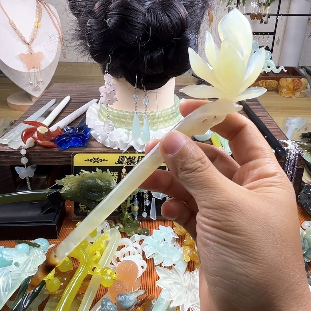 合金蛇纹石玉发饰