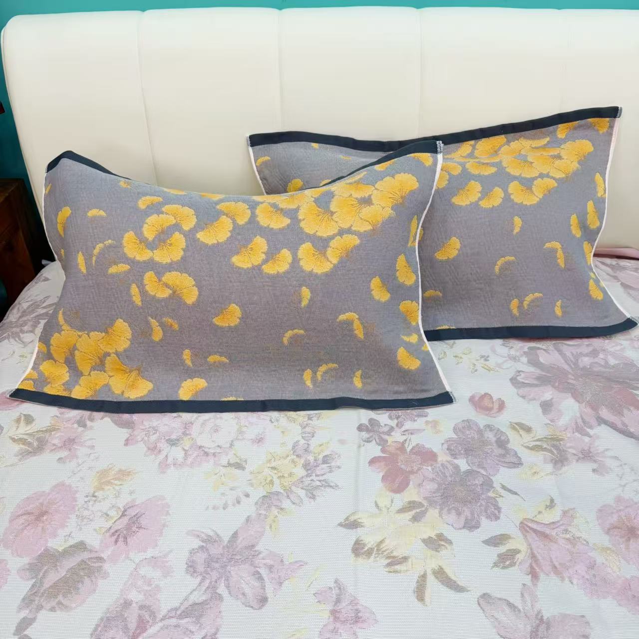 飞舞银杏 52*78cm棉纱布枕巾一对