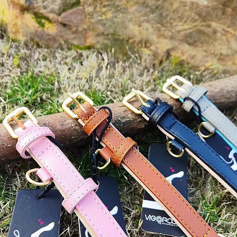 Y 皮质双层头层牛皮狗狗项圈宠物用品防水耐用狗脖圈亚马逊猫项圈