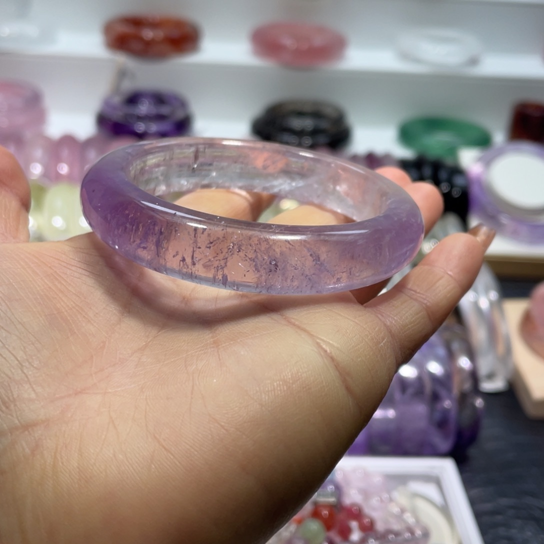 水晶手镯55圈口18号未镶嵌