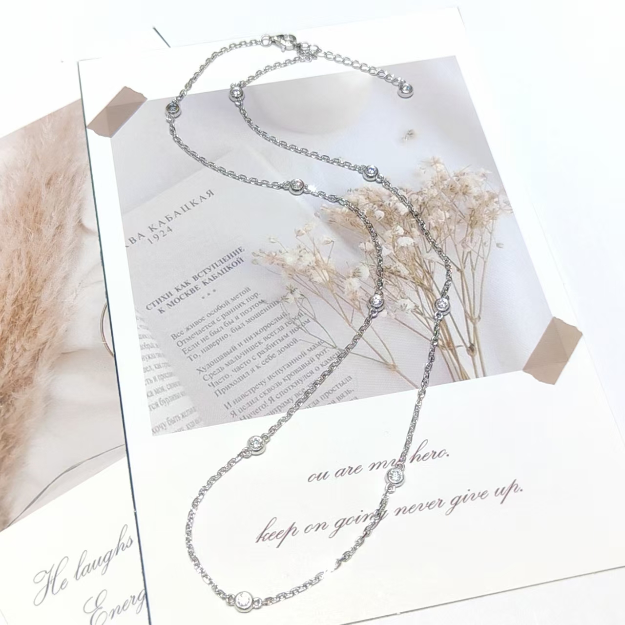 pt950铂金满天星泡泡莫桑项链锁骨链毛衣链