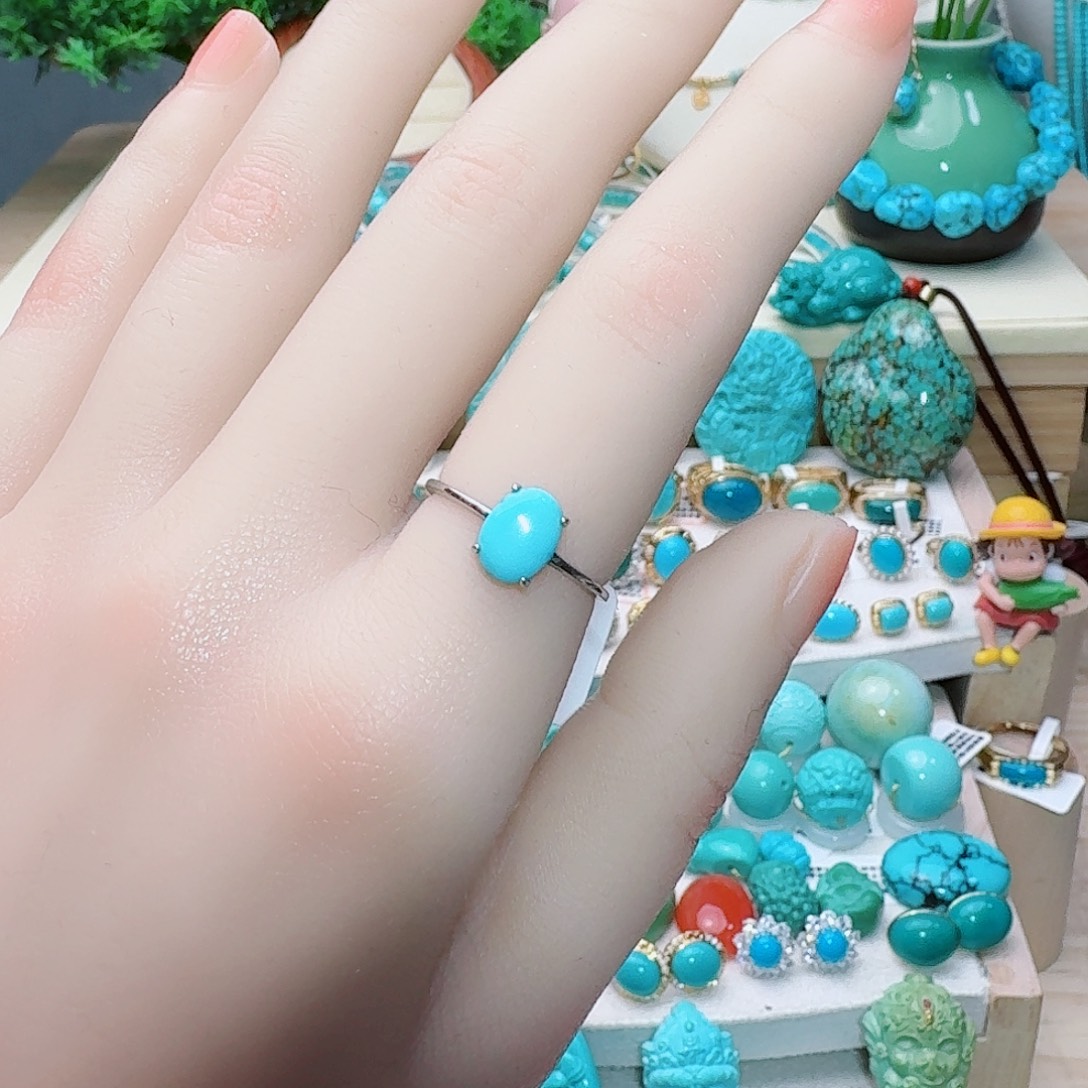 绿松石银S925镶嵌戒指