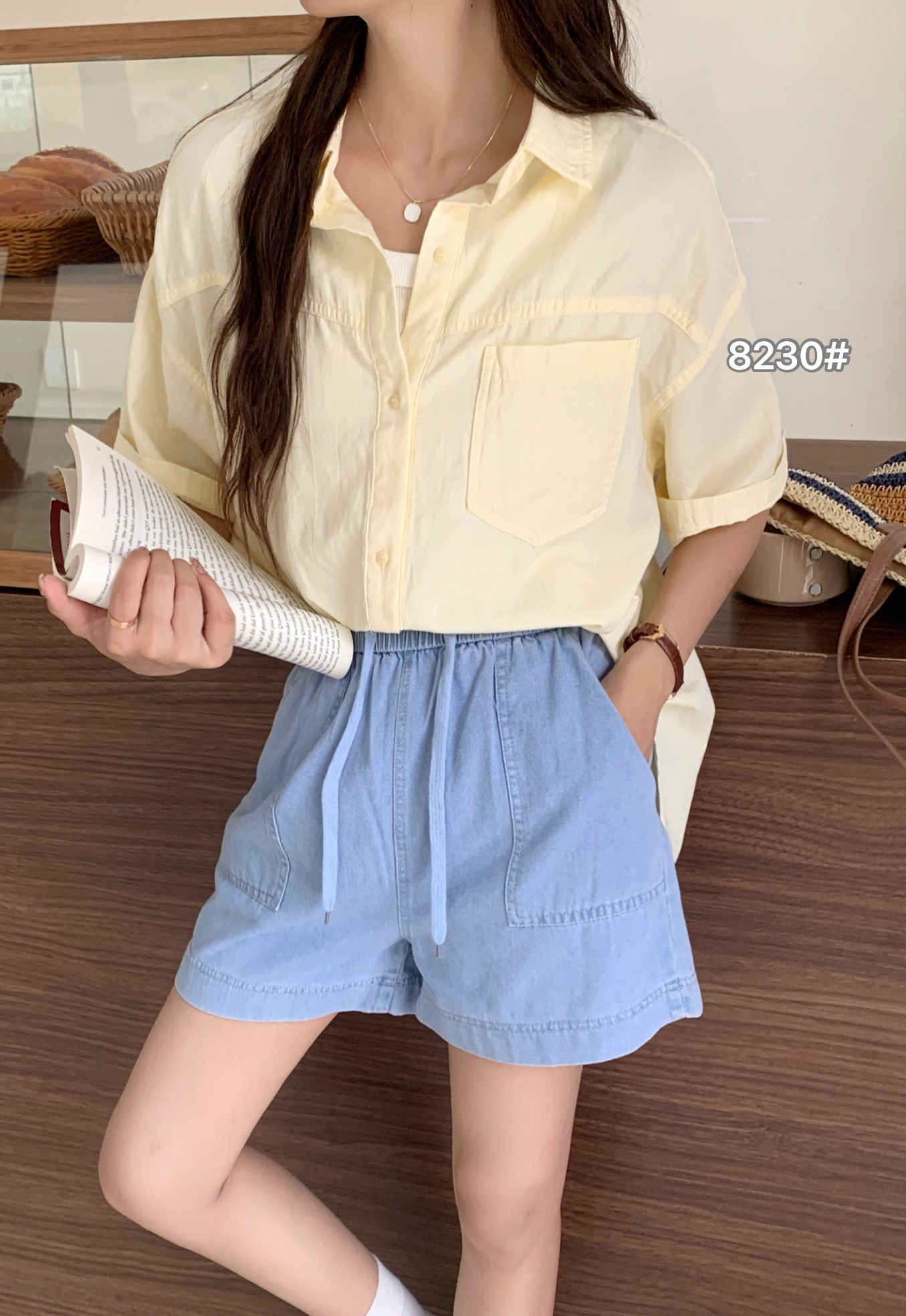 短袖衬衫百搭休闲纯色#8230