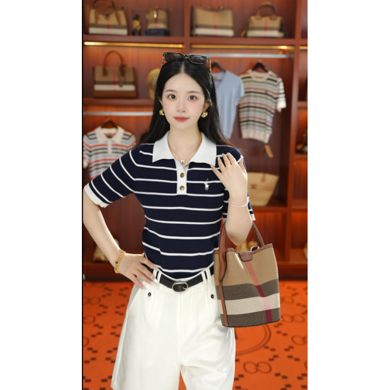 美萱Luxuan”流光织语“高定设计条纹短衬衫816118