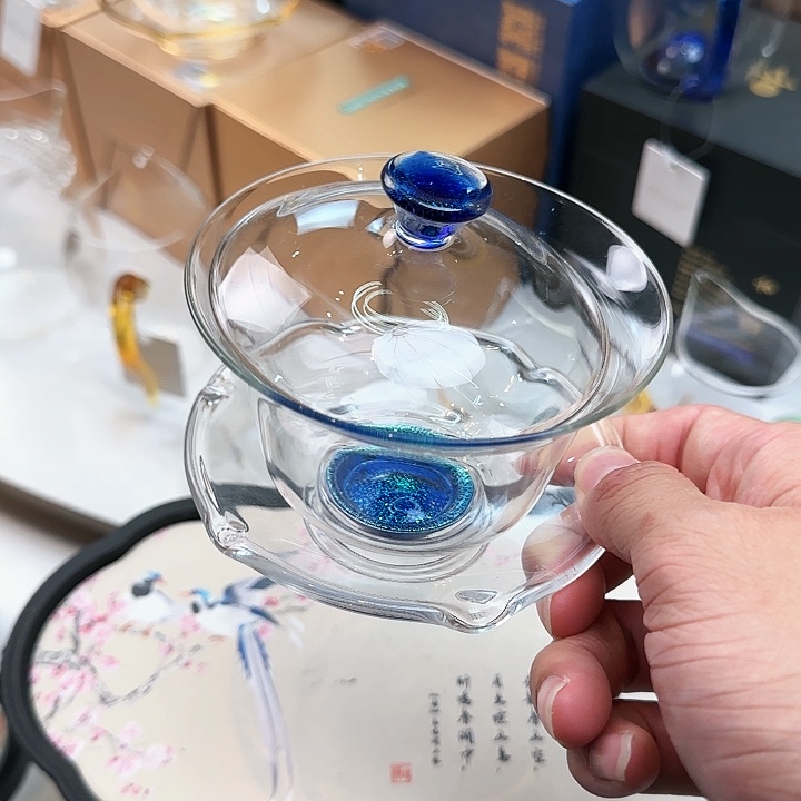 禾器宝蓝金盖碗，，，，