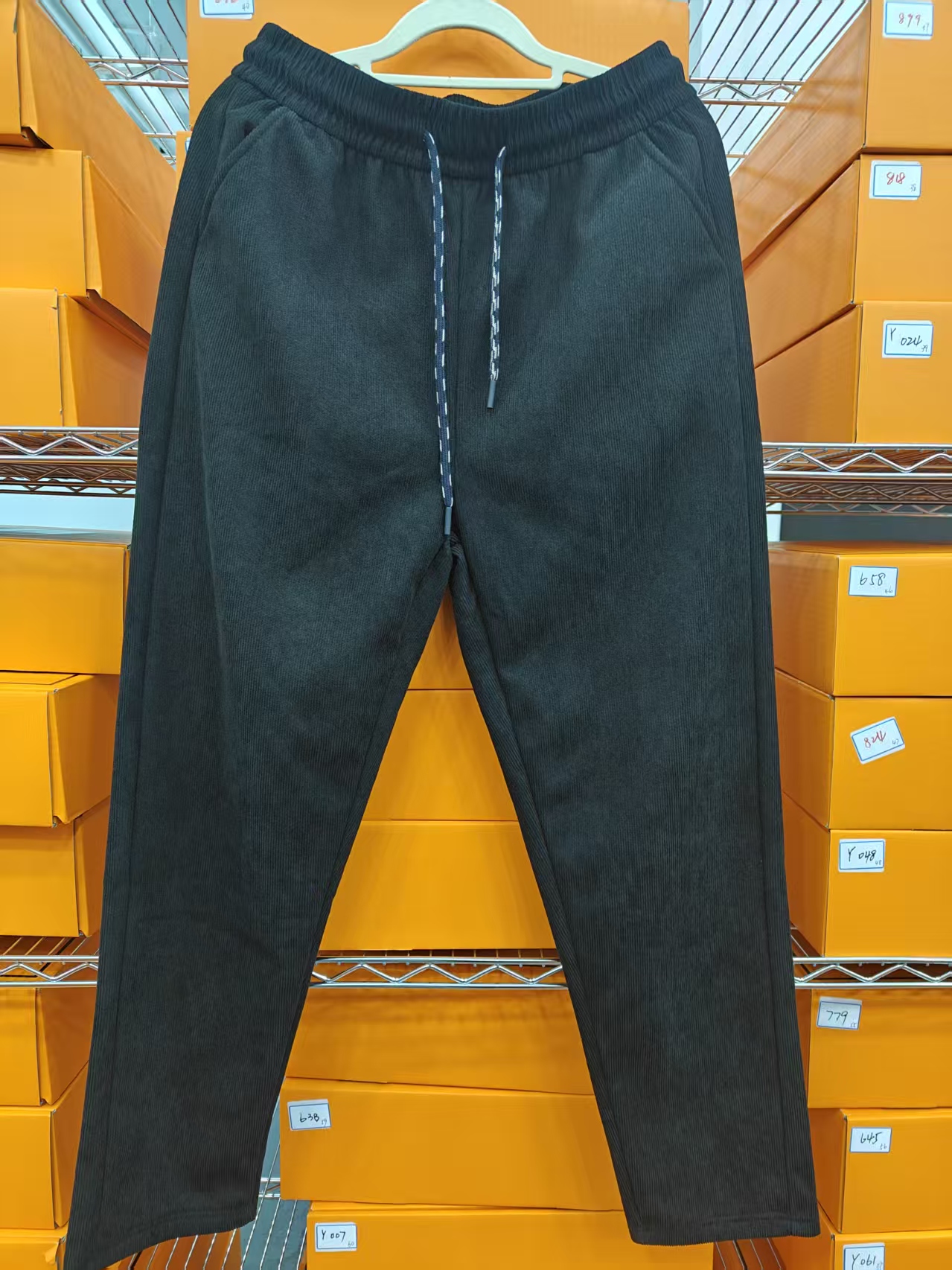 裤子秋冬季男士条绒休闲长裤直筒宽松大码加绒厚款