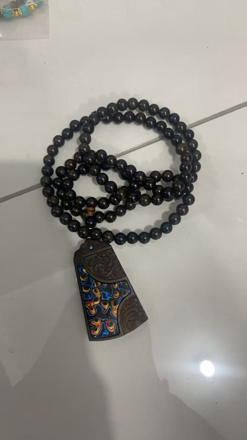 黑檀木多圈无事牌精品手串