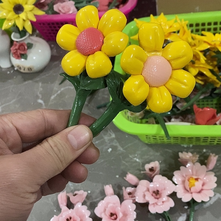 瓷片纯手工陶瓷花摆件瑕