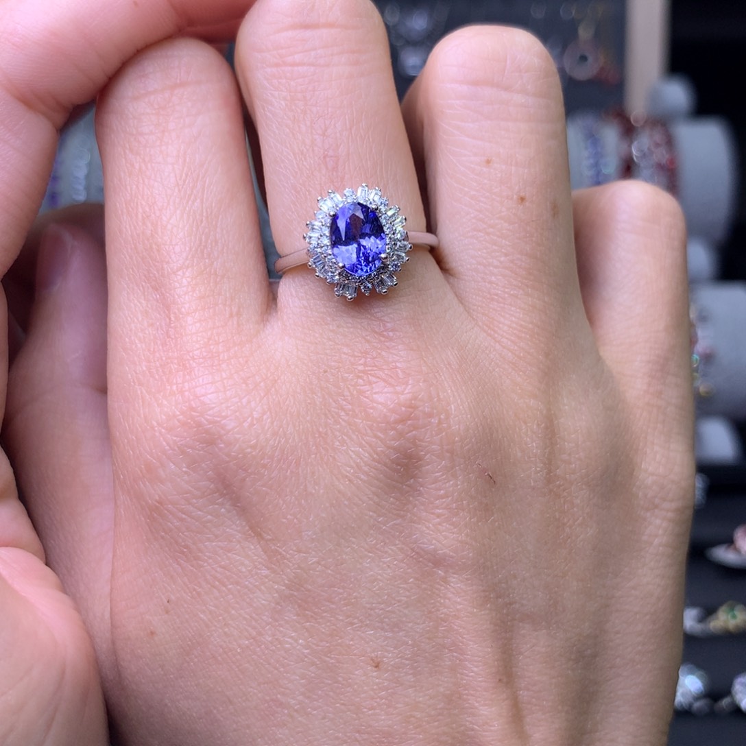 坦桑石戒指银S925镶嵌戒指