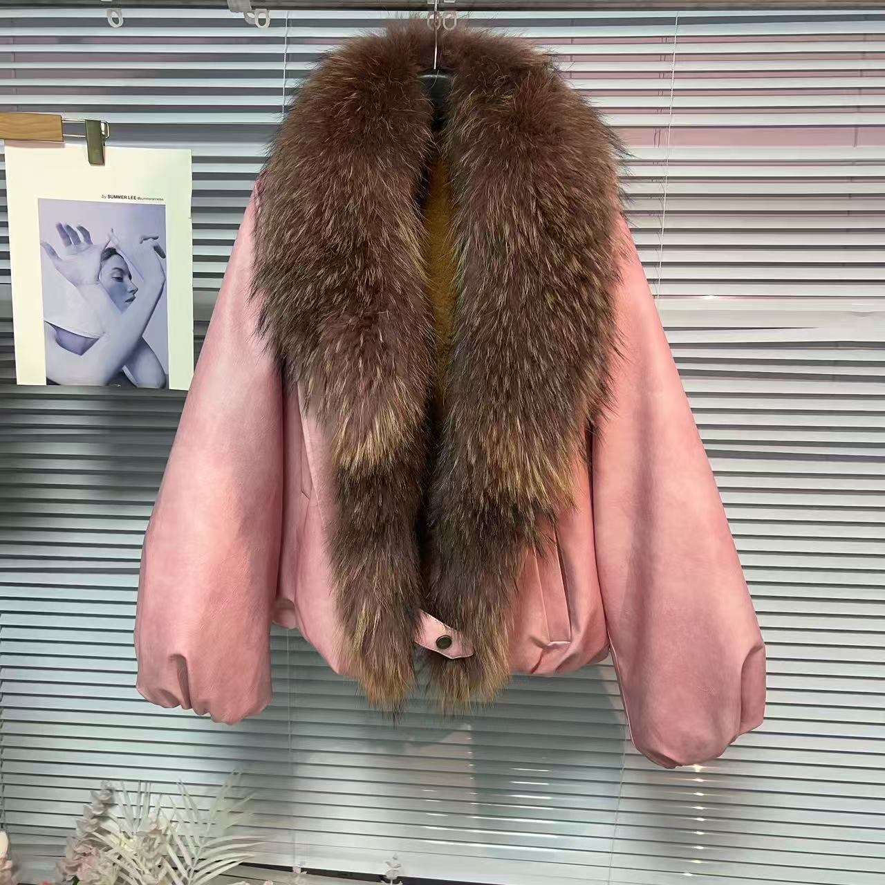 626【凡家衣橱】时尚百搭洋气减龄气质加绒加厚保暖貉子毛领皮衣