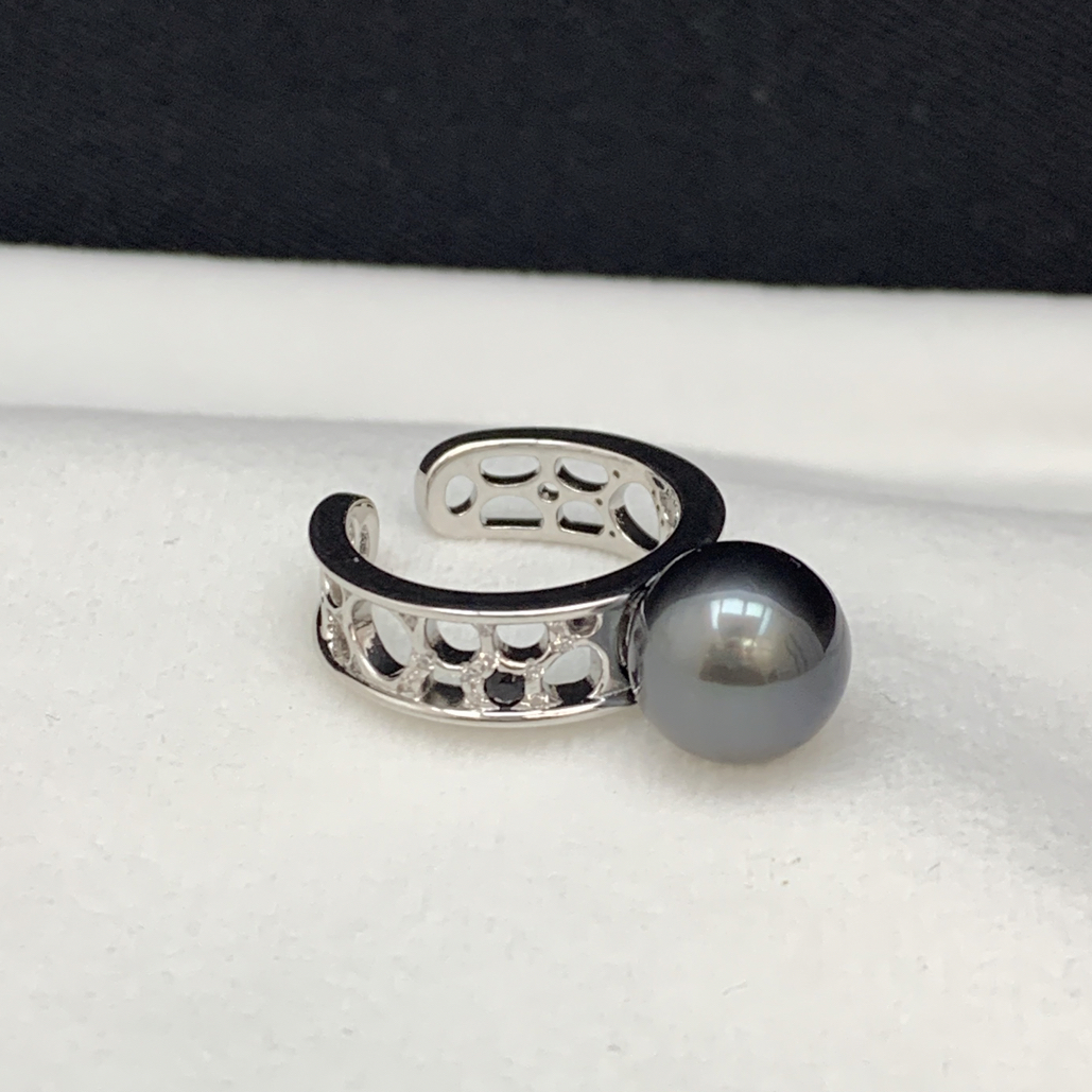 海水珍珠大溪地珍珠10-11mm s925银戒指