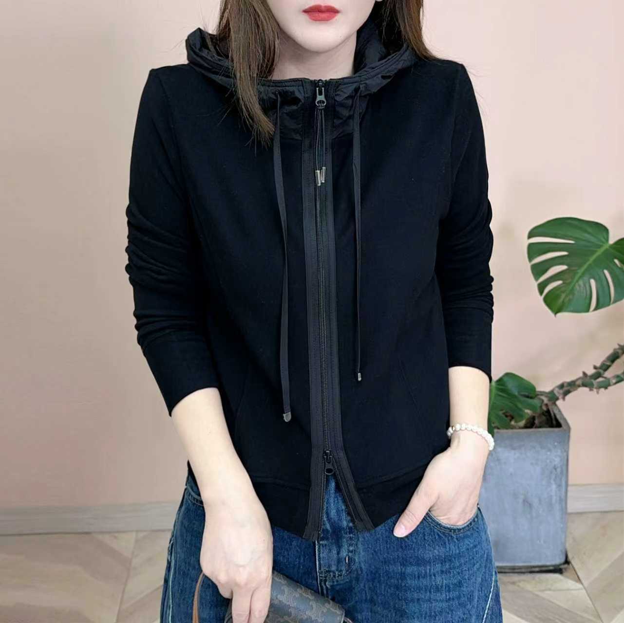 2025秋冬新品时尚潮流百搭双面绒连帽外套休闲女士长袖上衣8180