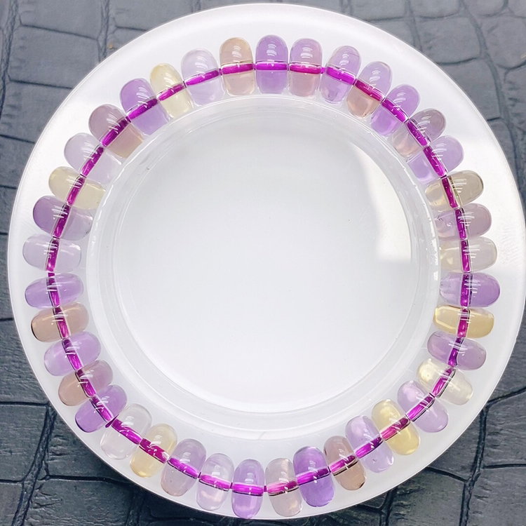 天然紫黄晶算盘珠手串规格约9.7mm