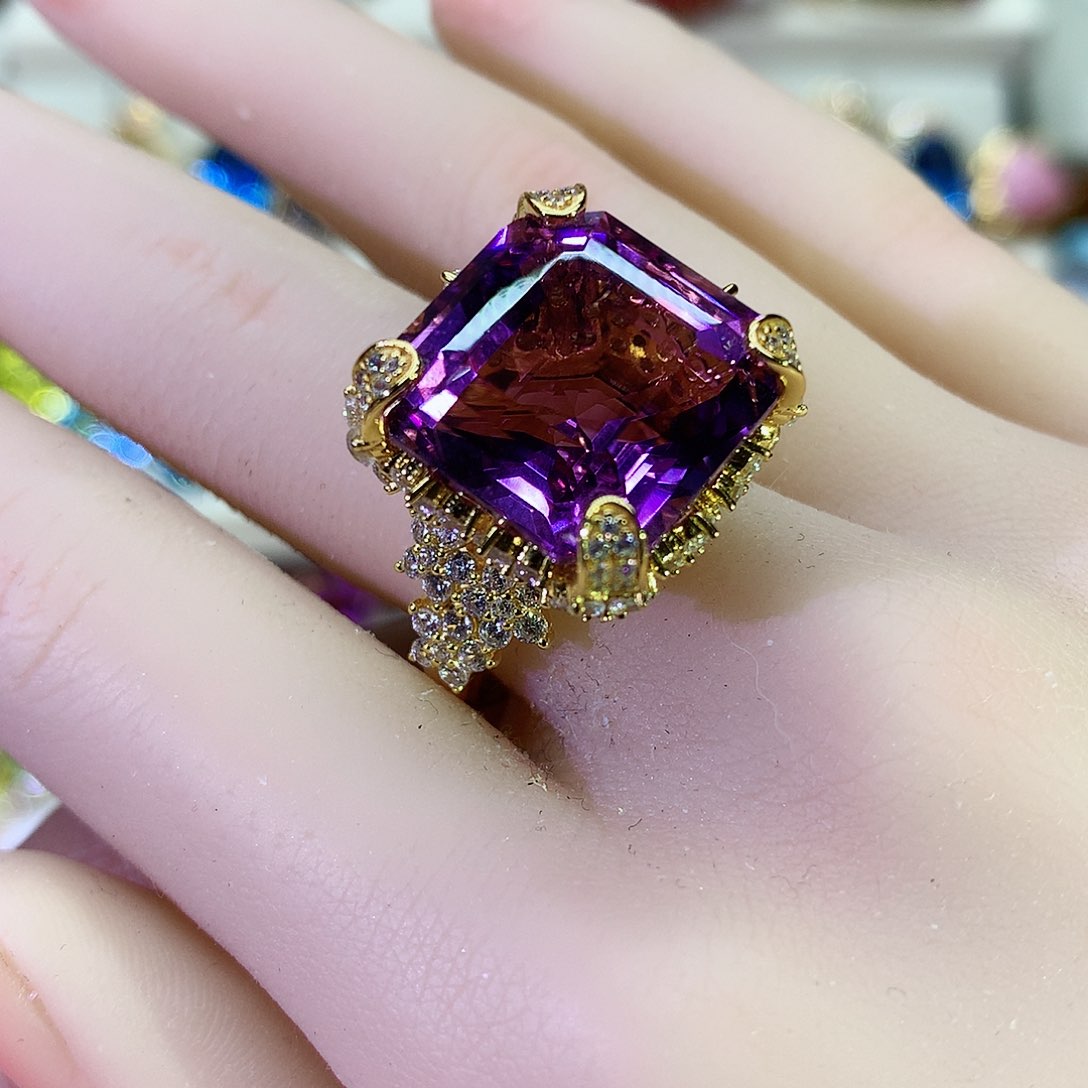 紫晶颈饰银S925镀金镶嵌