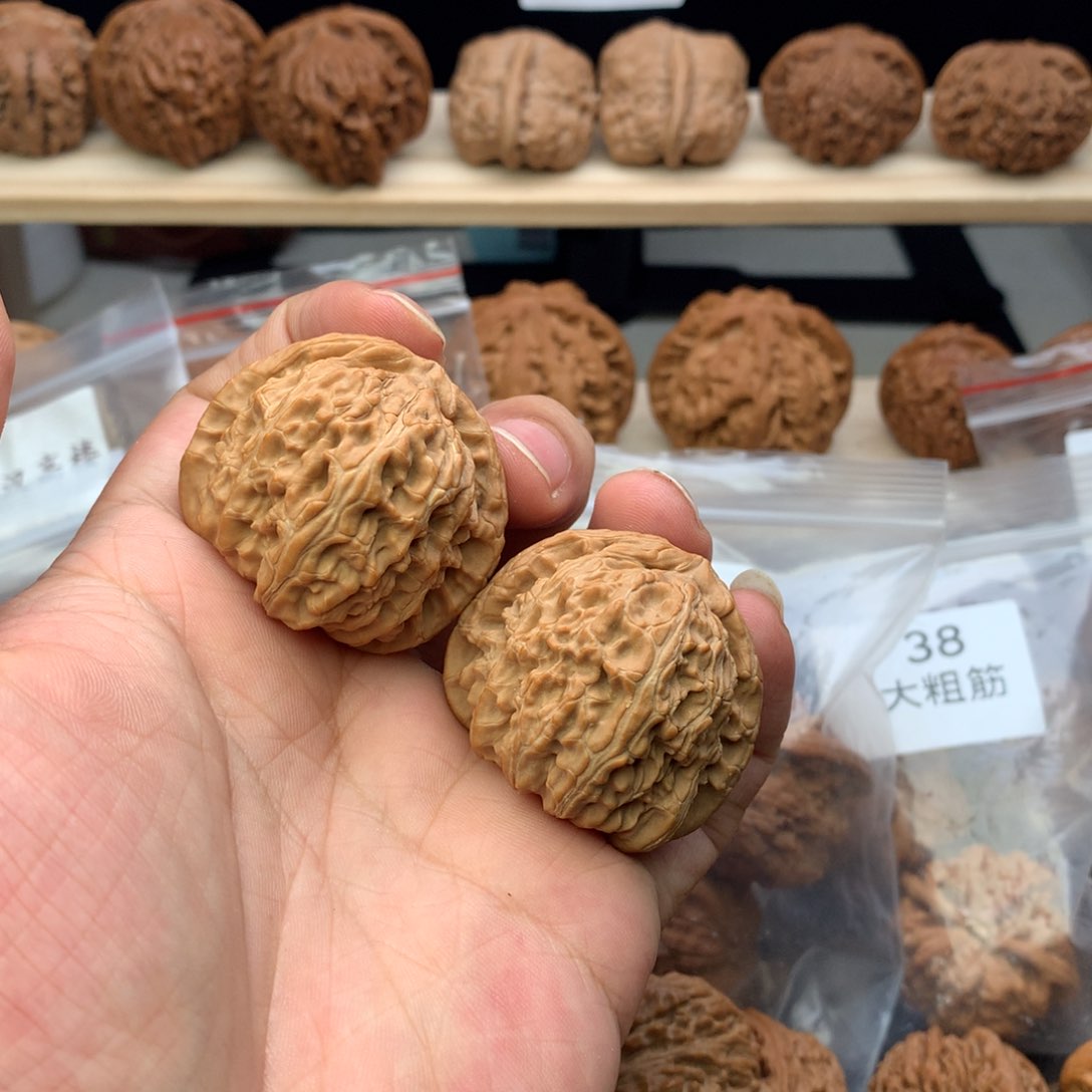 文玩核桃把件40尺全品无修白狮子