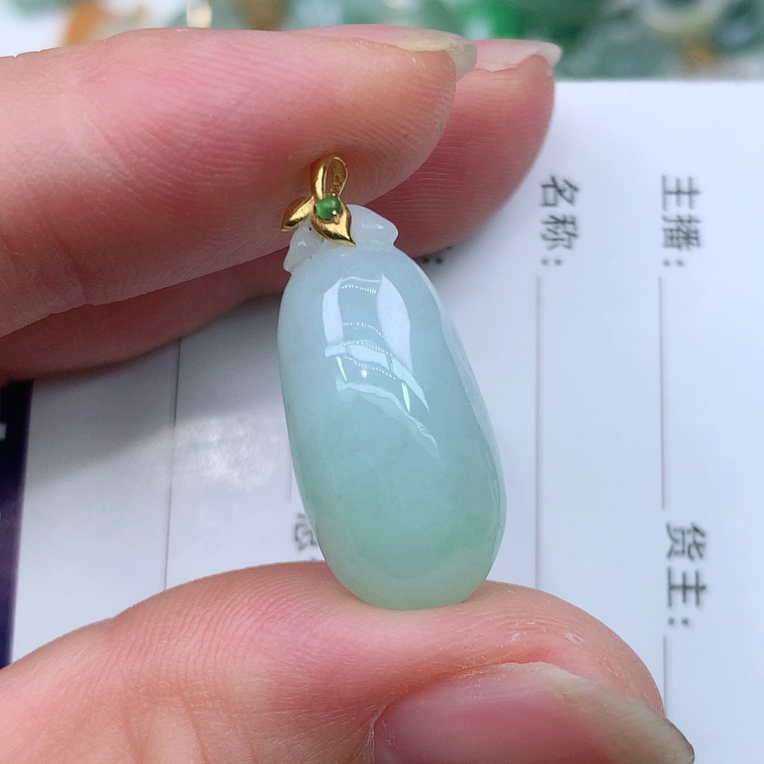 翡翠吊坠(不含链)18K金镶嵌