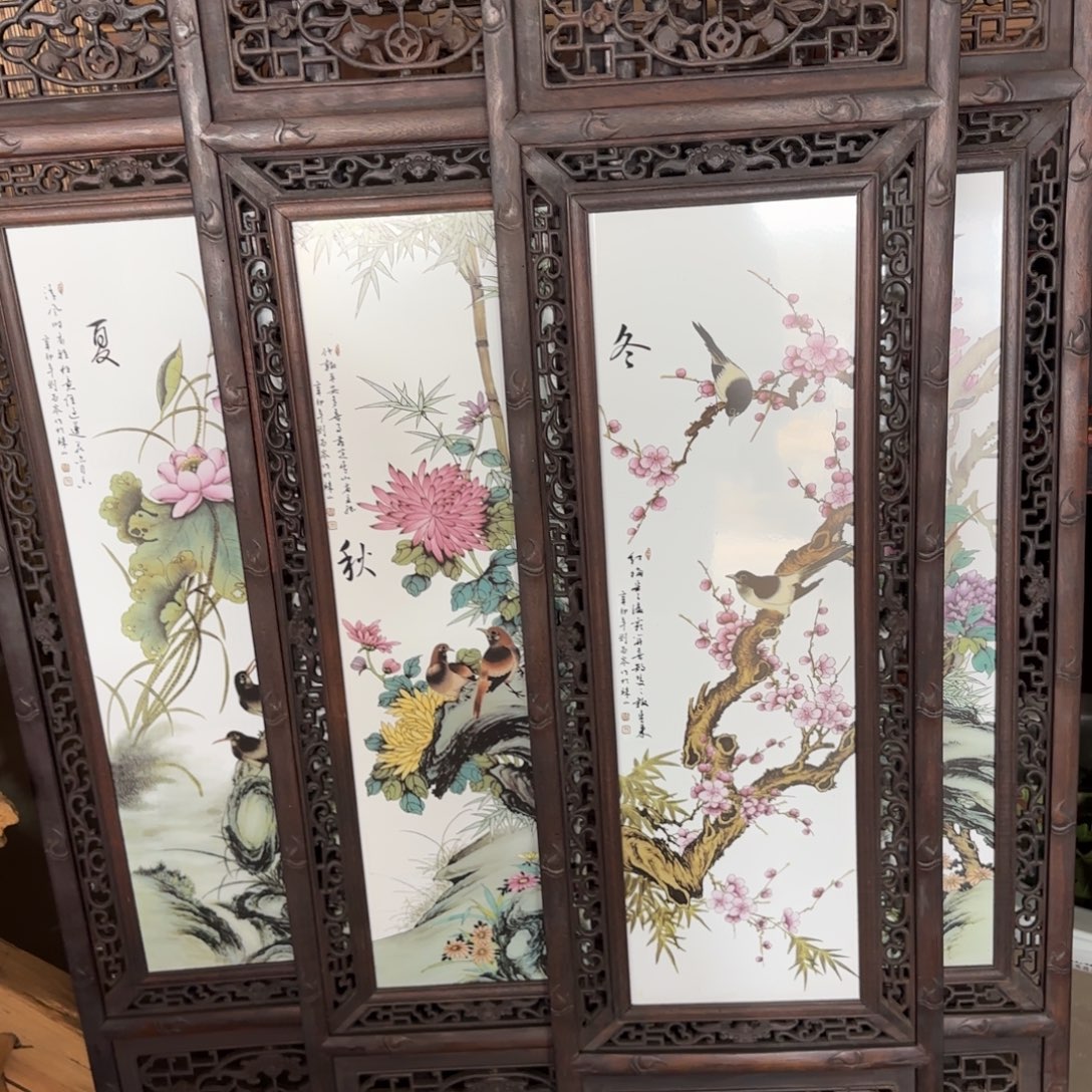 恩***姐木质春夏秋冬屏风挂件