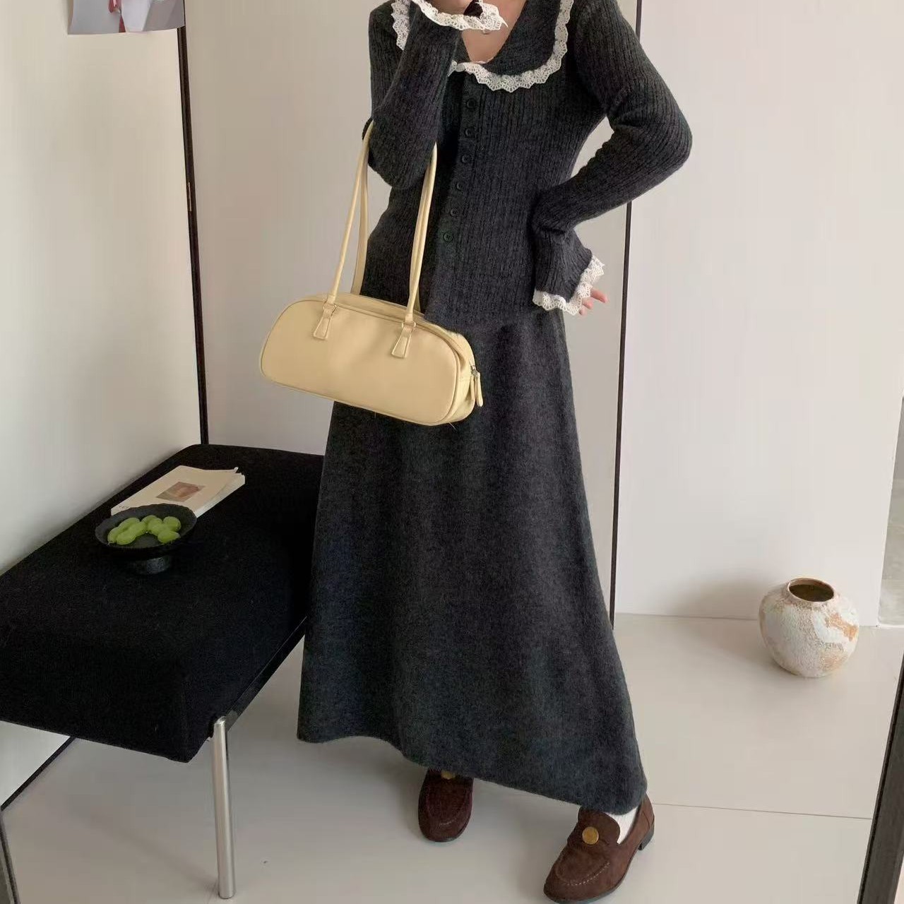 2025新款秋冬温柔系小香风法式中长款套装气质显瘦时尚韩版冬季