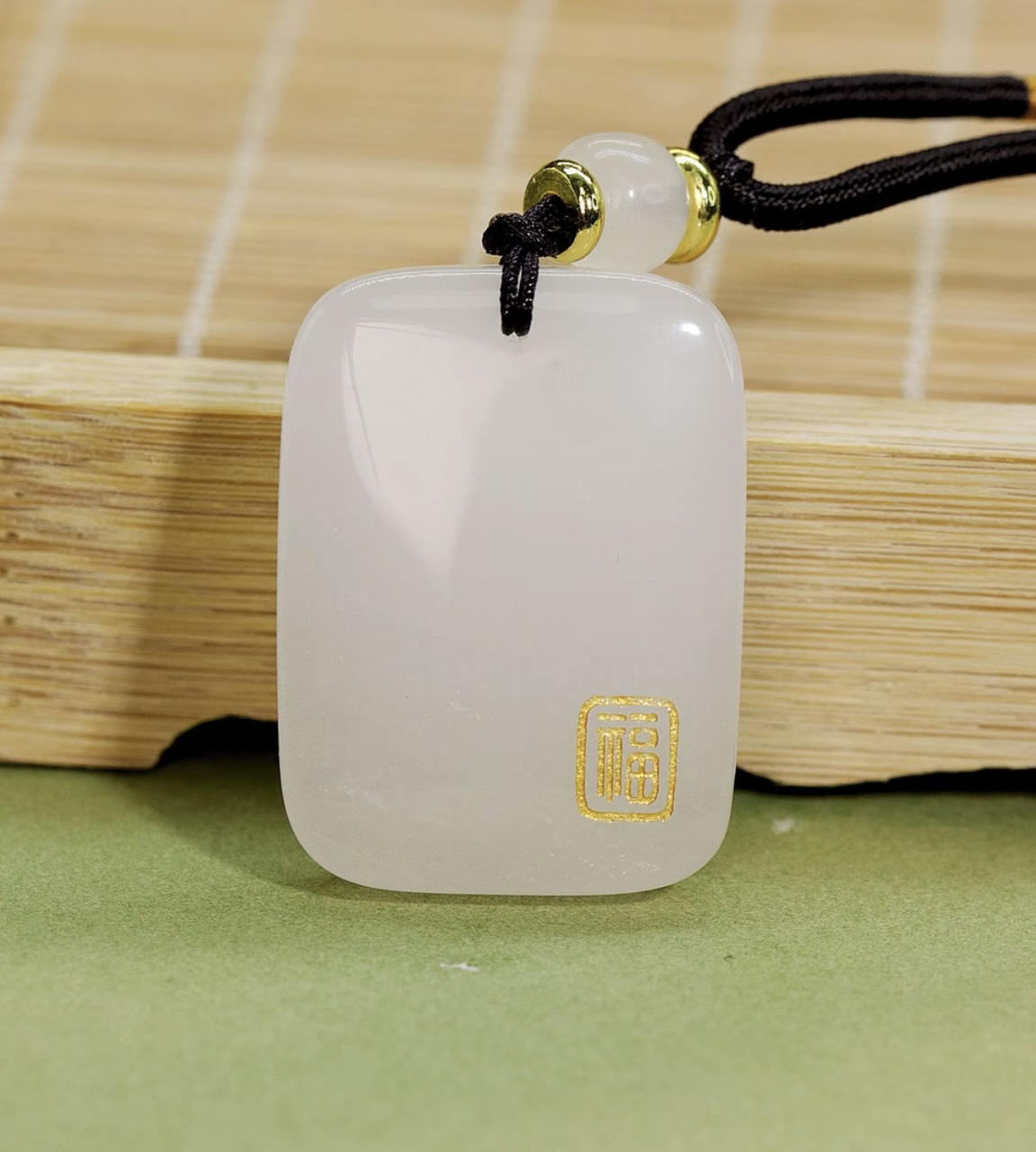 Y2 X天然新疆玉石无事牌吊坠金丝玉金福牌挂件平安扣真品百搭