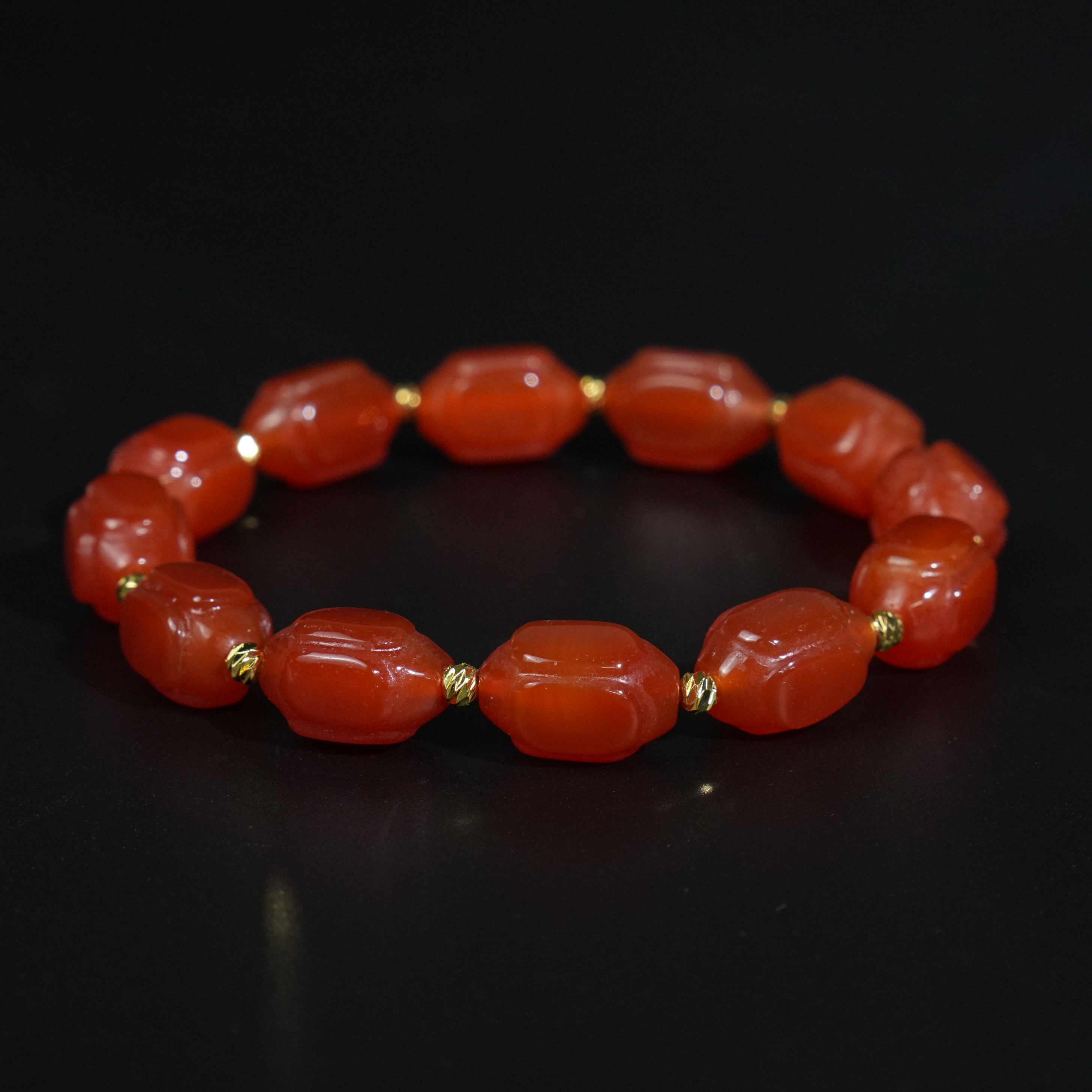 清代红玛瑙灯笼珠手串【华豫之门】ADE 260423 003