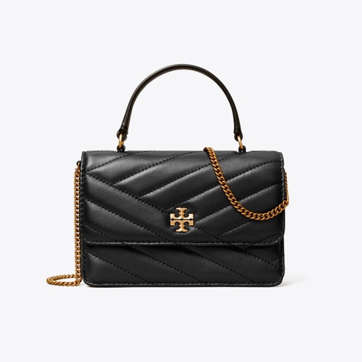 99新 TORY BURCH/汤丽柏琦 专柜kira小号黑金手提斜挎包036