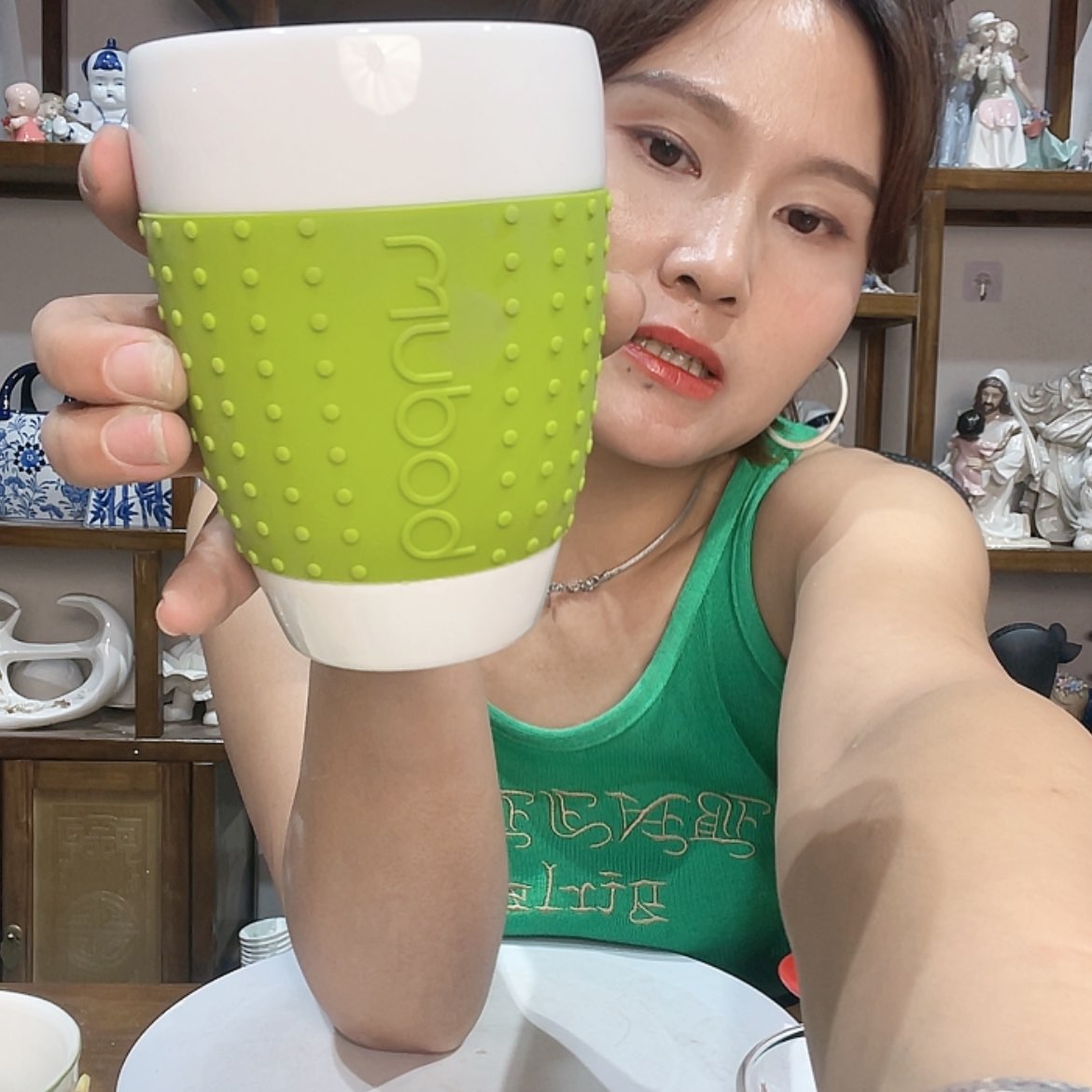 【闪购商品】琉璃手工艺品绿色陶瓷杯