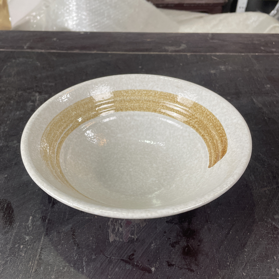 行云流水黑色螺纹洋井碗瓷碗米饭碗复古黄色陶瓷汤碗手工粗陶大碗