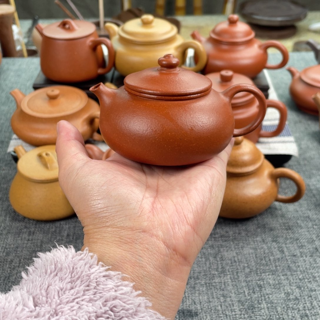 紫砂茶壶红降坡寒江全手40目150