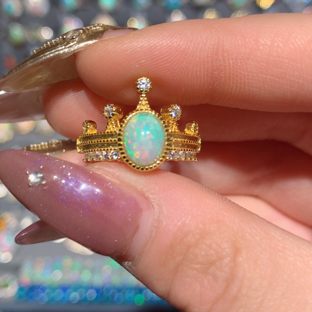 欧泊福利戒指w银S925镶嵌