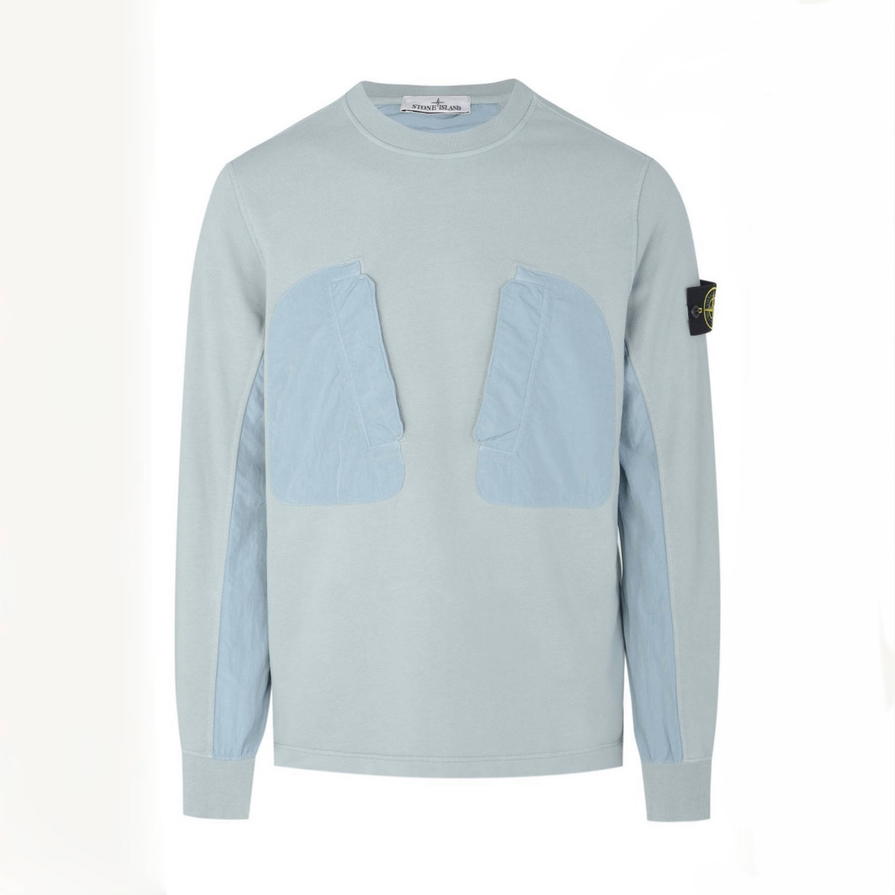 【断码特价】Stone Island石头岛 金属尼龙外口袋圆领卫衣 天蓝色