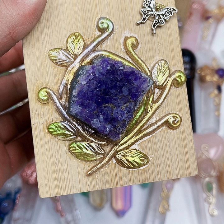 想***枝紫晶未镶嵌摆件水晶