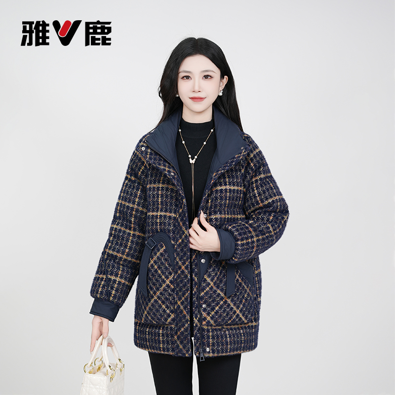 【雅鹿】新国标90白鸭绒新款时尚气质休闲减龄中长款保暖女士羽绒服