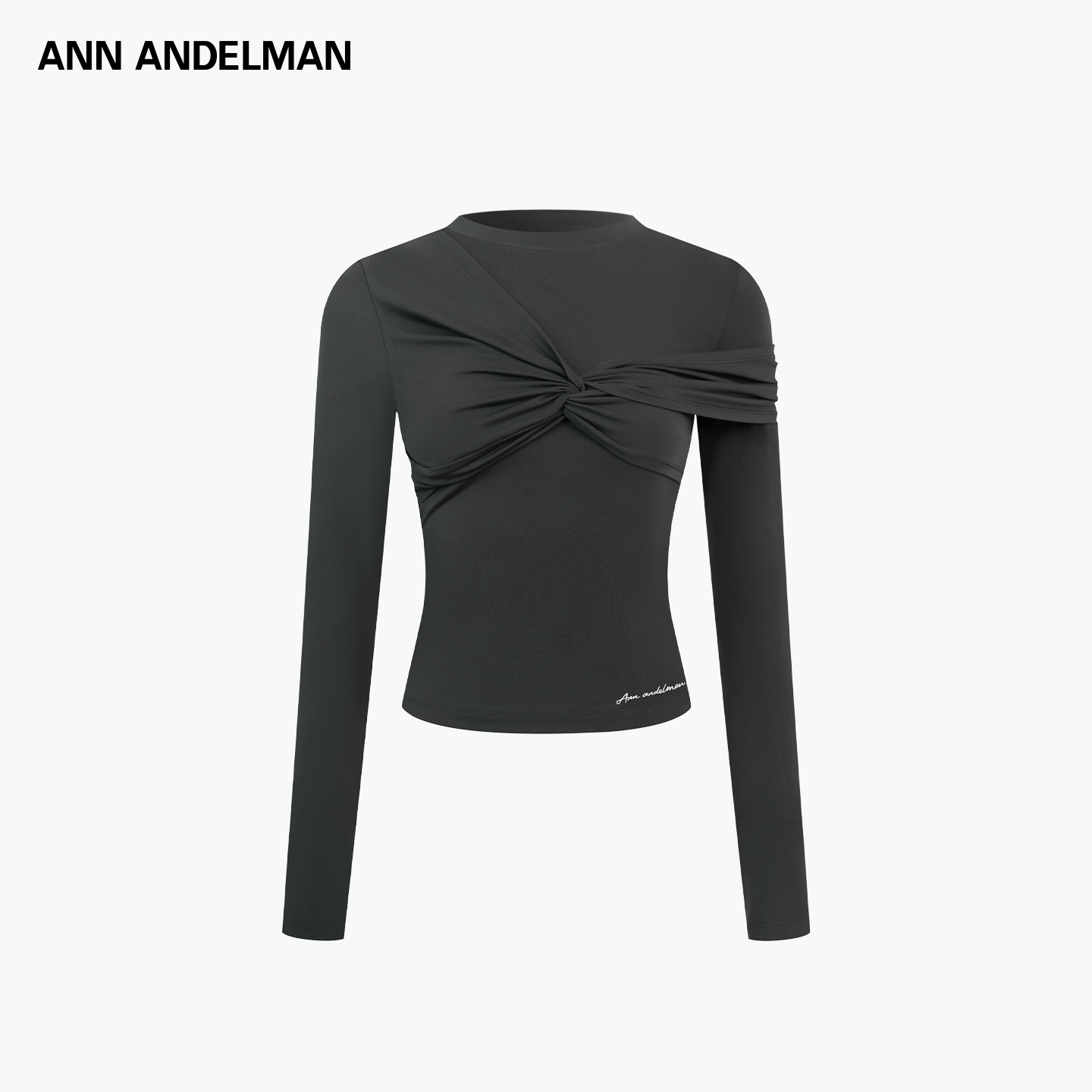ANN ANDELMAN 25秋冬 时尚设计修身套头长袖扭结上衣T恤