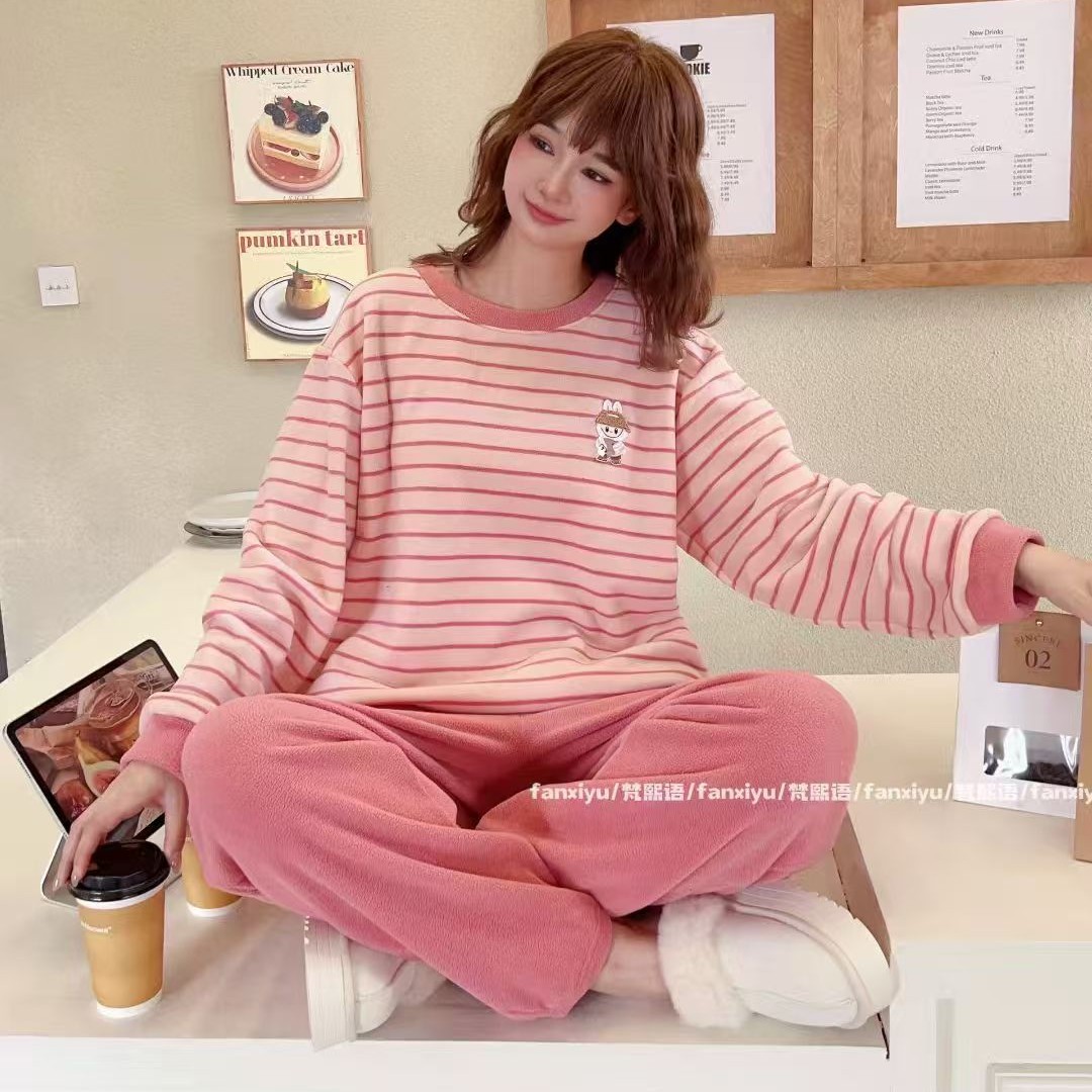【欢姐精选】梵家休闲可爱颗粒绒外穿家居服