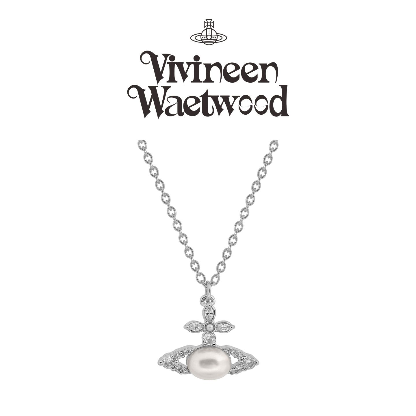 Vivireer Waetwssd 正品 椭圆珍珠土星项链