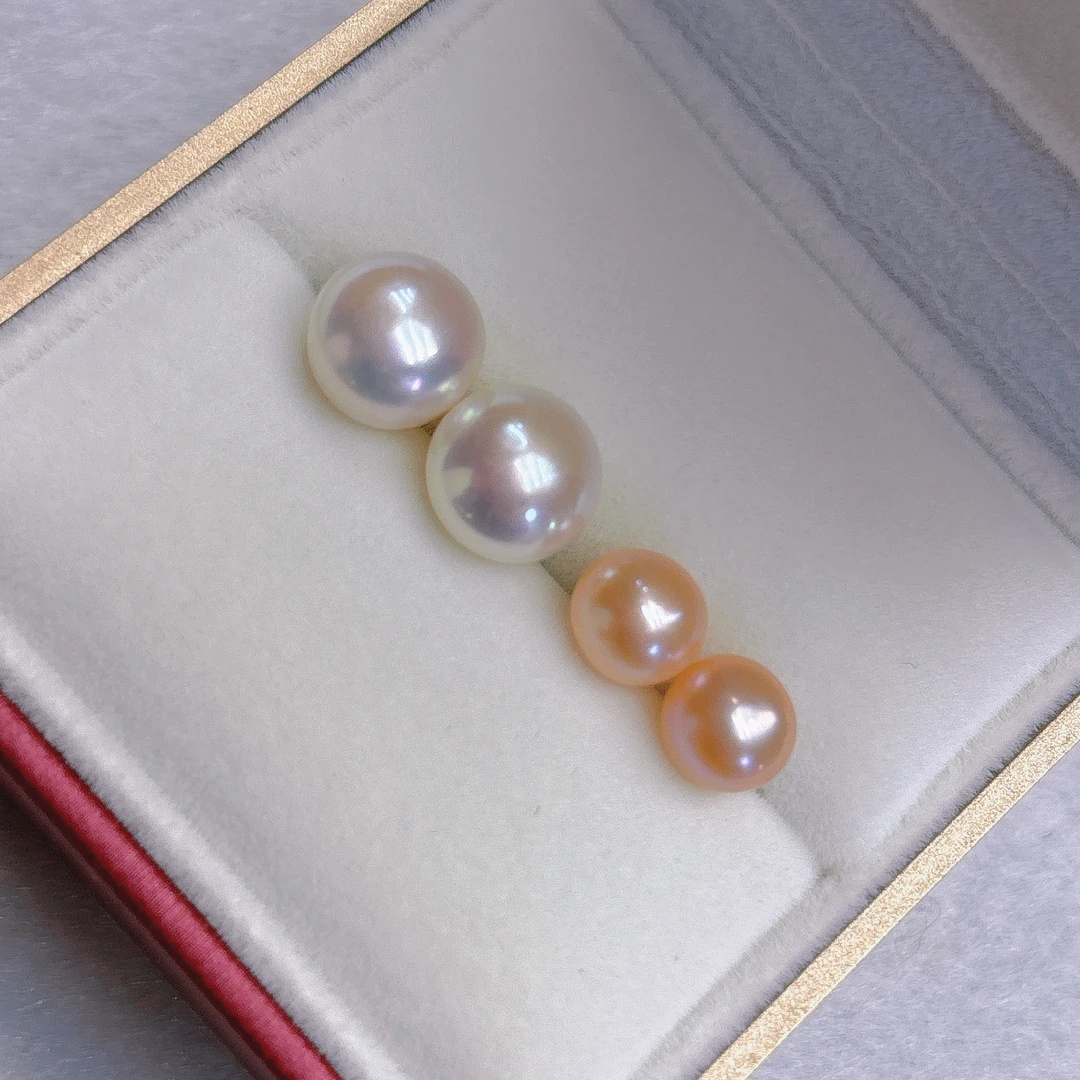 8+9mm淡水无核淡水珠珍珠耳钉S925银两对