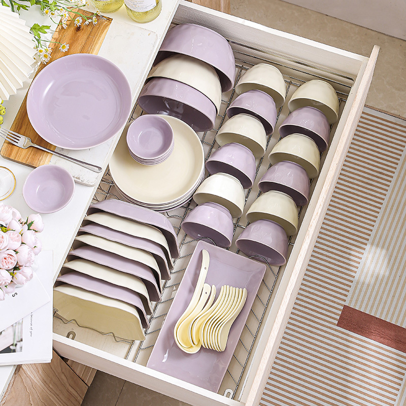 轻奢高级感餐具碗碟套装家用陶瓷碗具奶油风碗筷盘子乔迁新居礼物