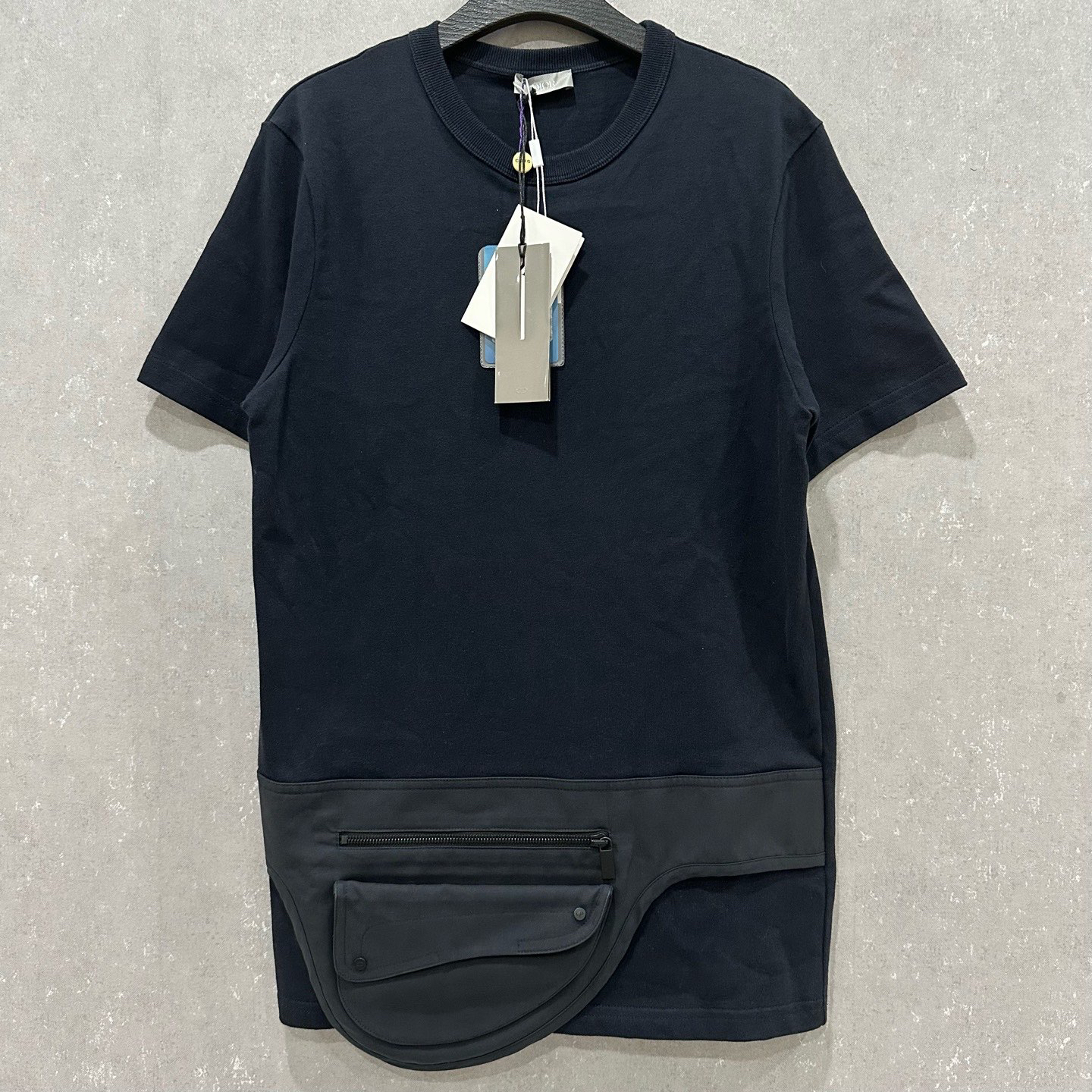 未使用 DIOR/迪奥 藏青色拼接马鞍包短袖 XS码 004970