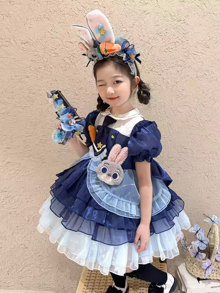 短袖兔子警官洛丽塔连衣裙儿童女童洋气 女孩日常